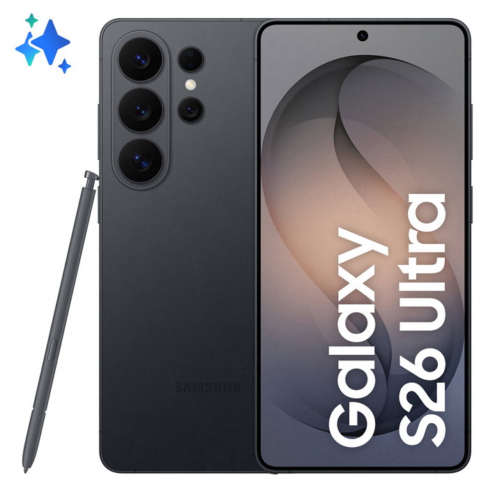 Samsung Galaxy S26 Ultra 256GB Negro, Android 16, 17.5 cm (6.9") Dynamic AMOLED 2X 120 Hz, Snapdragon 8 Elite Gen 5, 200 MP Cámara Cuádruple, 12 GB RAM, 5G, Batería 5000 mAh, IP68 Samsung Galaxy S26 Ultra 256GB Negro, Android 16, 17.5 cm (6.9") Dynamic AMOLED 2X 120 Hz, Snapdragon 8 Elite Gen 5, 200 MP Cámara Cuádruple, 12 GB RAM, 5G, Batería 5000 mAh, IP68