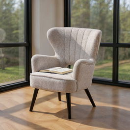 Sillón Jaspeado Crudo Tejido-Madera 70 X 74 X 90 cm