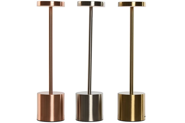 DKD Home Decor Lámpara Sobremesa Moderno Dorado Plateado 8x34x8 cm (3 Unidades)