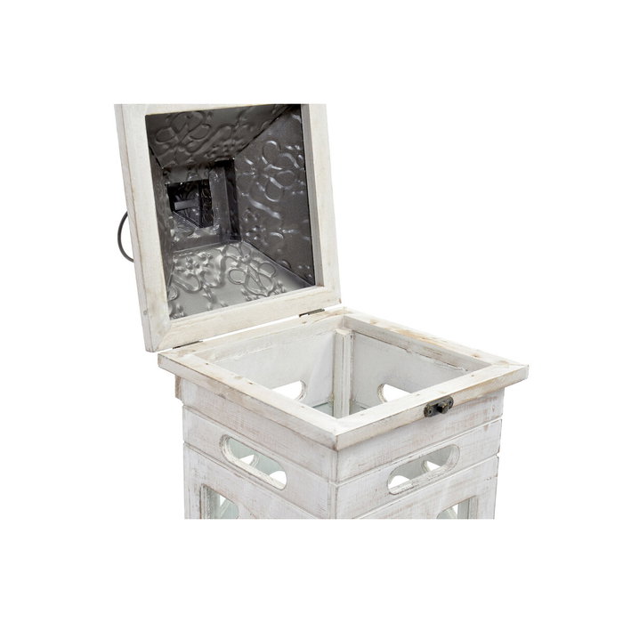 DKD Home Decor Set de 2 Farolas de Abeto y Cristal Envejecido DKD Home Decor Set de 2 Farolas de Abeto y Cristal Envejecido