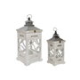 DKD Home Decor Set de 2 Farolas de Abeto y Cristal Envejecido