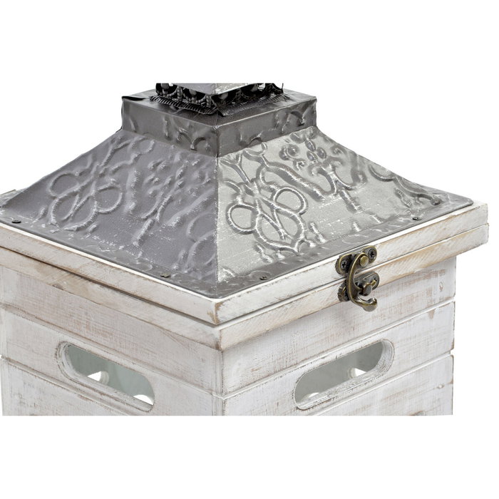 DKD Home Decor Set de 2 Farolas de Abeto y Cristal Envejecido DKD Home Decor Set de 2 Farolas de Abeto y Cristal Envejecido