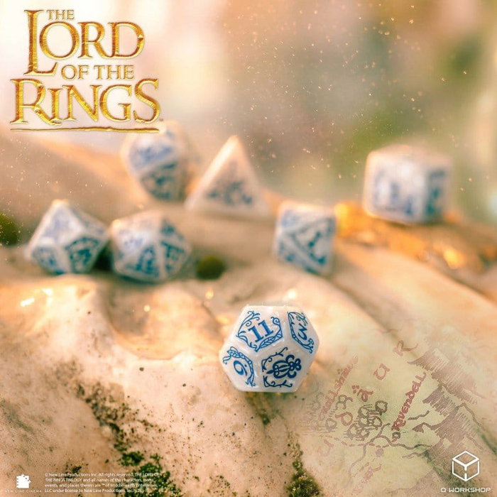 Q Workshop El Señor de los Anillos Set de 7 Dados Rivendell (Piedra) inevitable