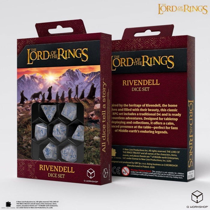 Q Workshop El Señor de los Anillos Set de 7 Dados Rivendell (Piedra) inevitable