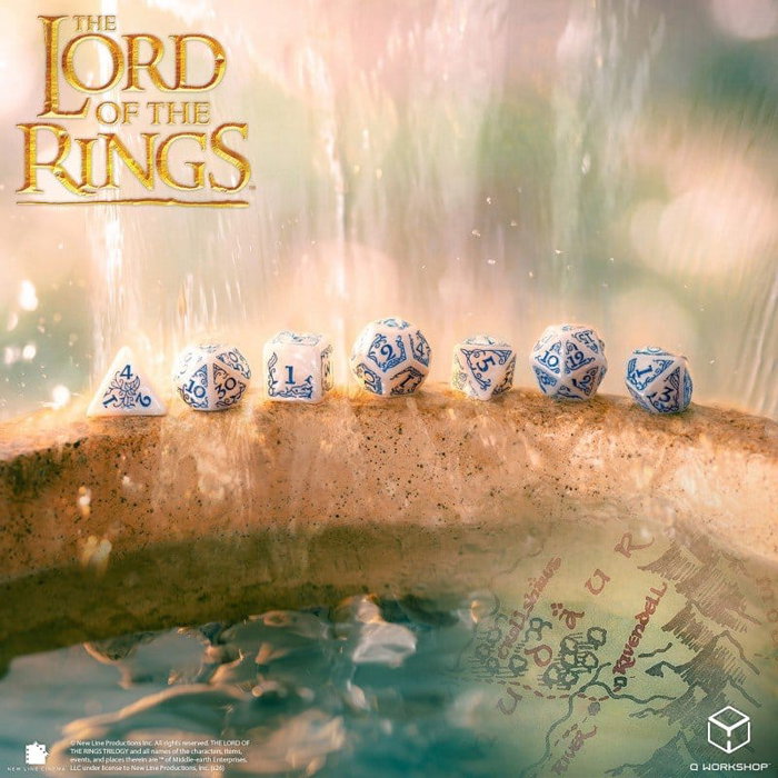 Q Workshop El Señor de los Anillos Set de 7 Dados Rivendell (Piedra) inevitable