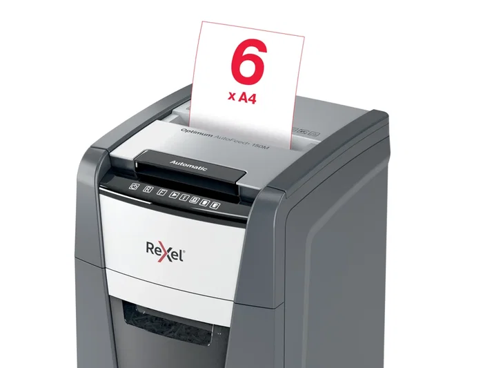 Rexel Optimum Auto+ 150M Destructora de Documentos Automática Microcorte P-5 Negro 44L