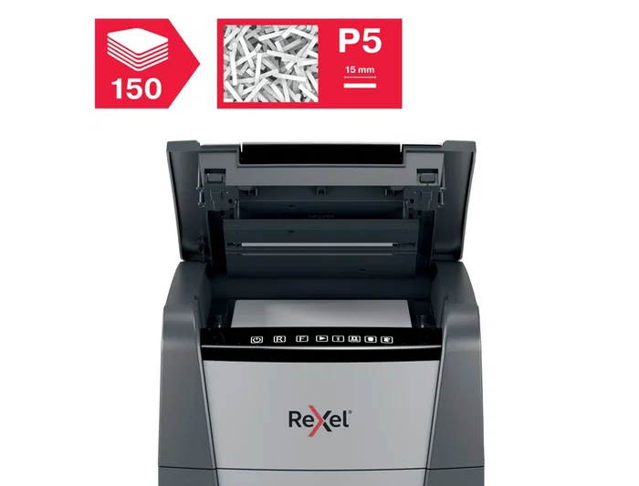 Rexel Optimum Auto+ 150M Destructora de Documentos Automática Microcorte P-5 Negro 44L
