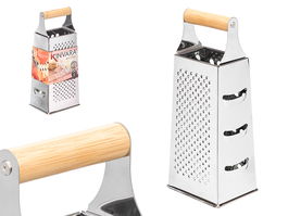 Kinvara Rallador Acero Inoxidable 4 Caras Mango Bambú 10.6x25.4x8.1 cm (Set de 12)