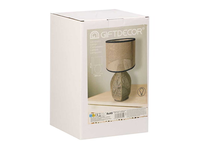 Giftdecor Lámpara Sobremesa Base Cuerda 20 cm x 30 cm x 20 cm Metal Papel Plastico (Set de 4)