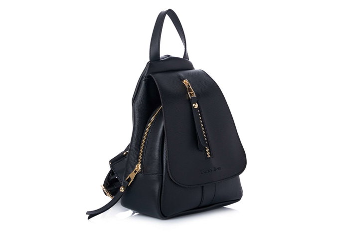 Lucky Bees Mochila 945 v2 Cuero de Polivinilo Negro para Mujer Elegante y Sofisticada
