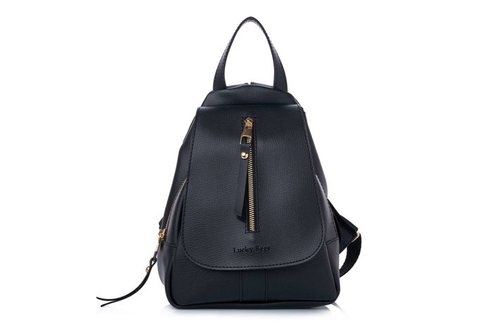 Lucky Bees Mochila 945 v2 Cuero de Polivinilo Negro para Mujer Elegante y Sofisticada