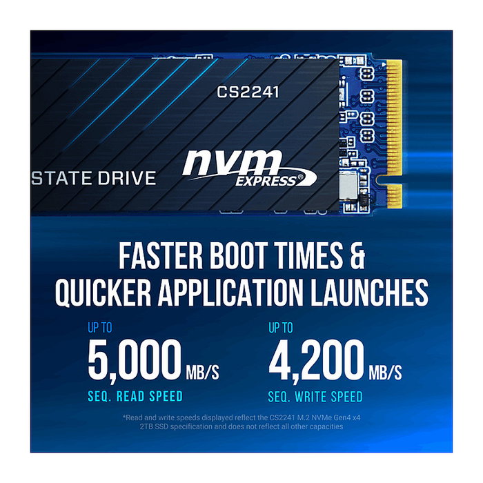 PNY CS2241 Disco SSD interno M.2 NVMe PCIe Gen4 1TB 2280, alto rendimiento, para juegos y PC