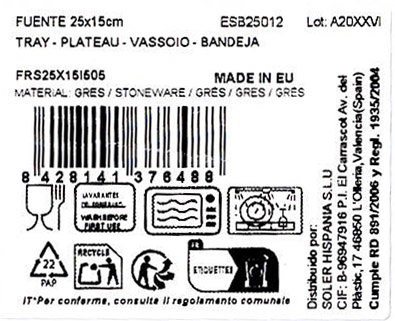 La Mediterranea Fuente Rectangular Essentia Elite Brillo 25x15cm La Mediterranea Fuente Rectangular Essentia Elite Brillo 25x15cm