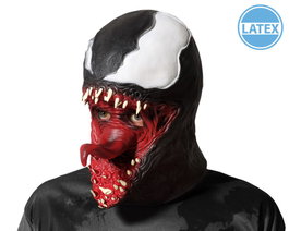 Máscara de Alien Villano Negra y Roja con Dientes y Ojos Blancos