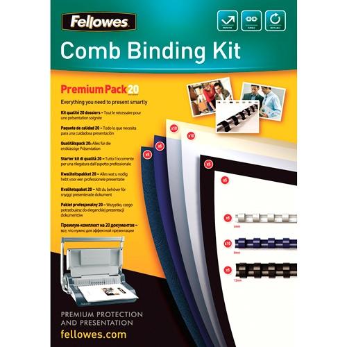 Fellowes Kit de Encuadernación Premium para 20 Documentos con Canutillos y Portadas Fellowes Kit de Encuadernación Premium para 20 Documentos con Canutillos y Portadas