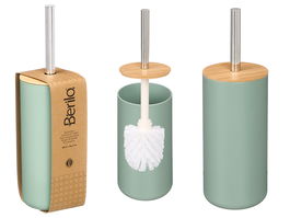 Berilo Escobillero Plástico Bambú Menta Verde - 9.2 x 36.5 x 9.2 cm (Set de 12)