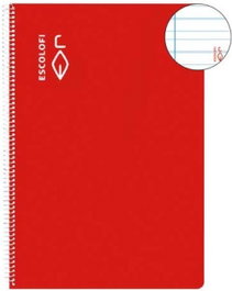 ESCOLOFI Pack de 5 Blocs de Cuaderno Espiral Cuarto Pauta Montessori 5 Rojo