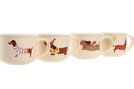 DKD Home Decor Mug Porcelana Multicolor Beige Perro 9 x 6.6 x 12 cm (12 Unidades)