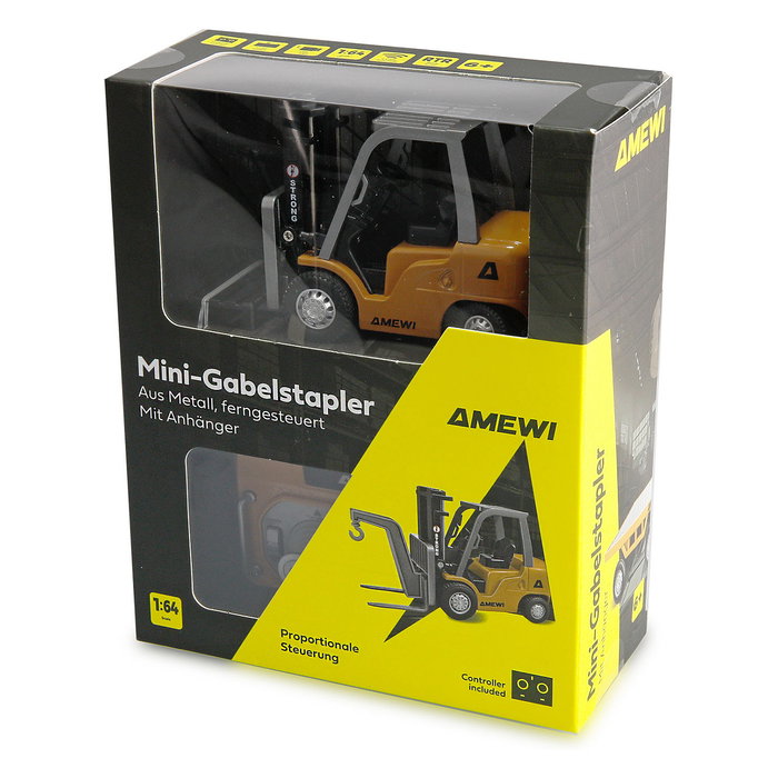 AMEWI Mini-Gabelstapler con remolque, escala 1:64 RTR, 8 canales