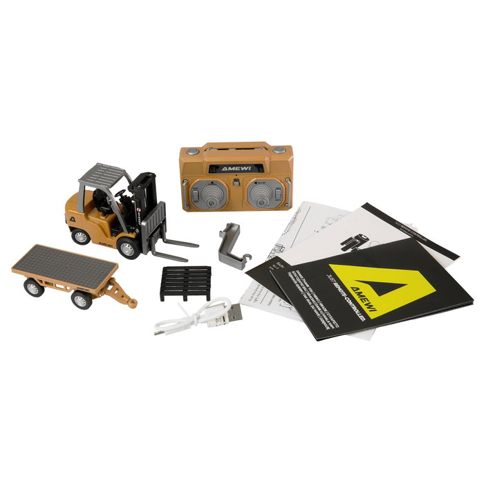 AMEWI Mini-Gabelstapler con remolque, escala 1:64 RTR, 8 canales
