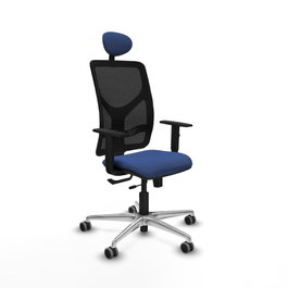PIQUERAS Y CRESPO Silla de oficina Motilla con mecanismo Sincro/Traslack, Azul marino y Negro