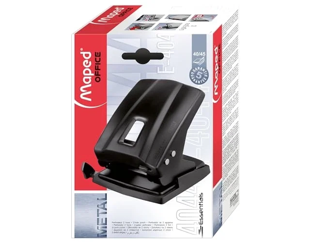 Maped Essentials Metal Perforadora de 2 Punzones Negra