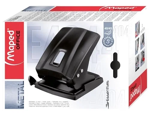 Maped Essentials Metal Perforadora de 2 Punzones Negra