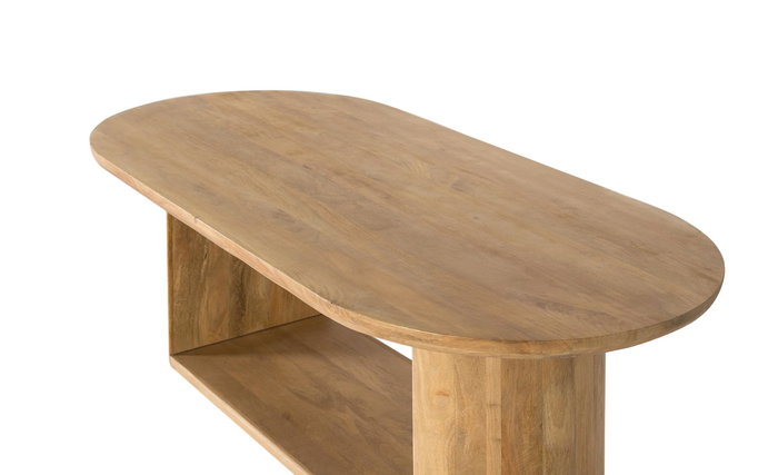 GINER Y COLOMER Mesa de Comedor Ovalada de Madera de Mango Natural 210 cm con Base Abierta y Moldura Decorativa
