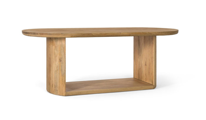 GINER Y COLOMER Mesa de Comedor Ovalada de Madera de Mango Natural 210 cm con Base Abierta y Moldura Decorativa