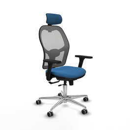PIQUERAS Y CRESPO Silla de oficina Jorquera con mecanismo Sincro/Traslack Azul claro y Gris