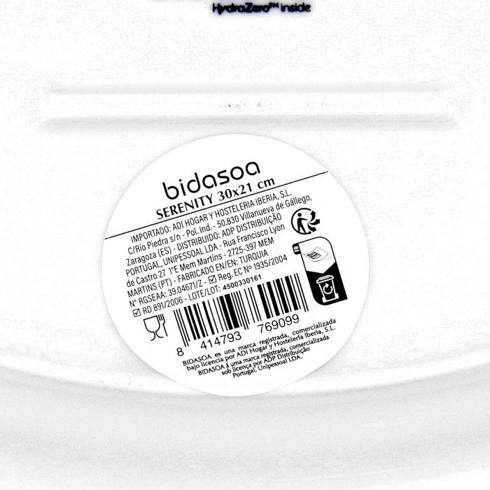 Bandeja Oval Porcelana Serenity Hydrozero Bidasoa 30 cm (6 Unidades)