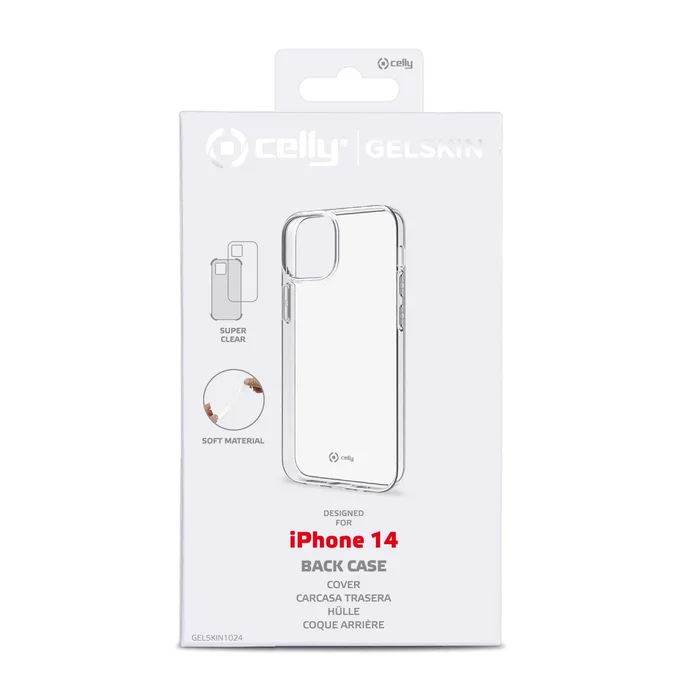 Celly Funda para iPhone 14 Gelskin Transparente en TPU Flexible Antichoque - Protección para Pantalla de 15,5 cm (6.1")