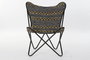 DKD Home Decor Sillón Indio Negro Blanco 65 x 90 x 74 cm Algodón Hierro