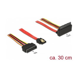 DeLOCK 85515 Cable SATA 6 Gb/s con conector 22 pin angulado, 7 pin y 15 pin, 30 cm