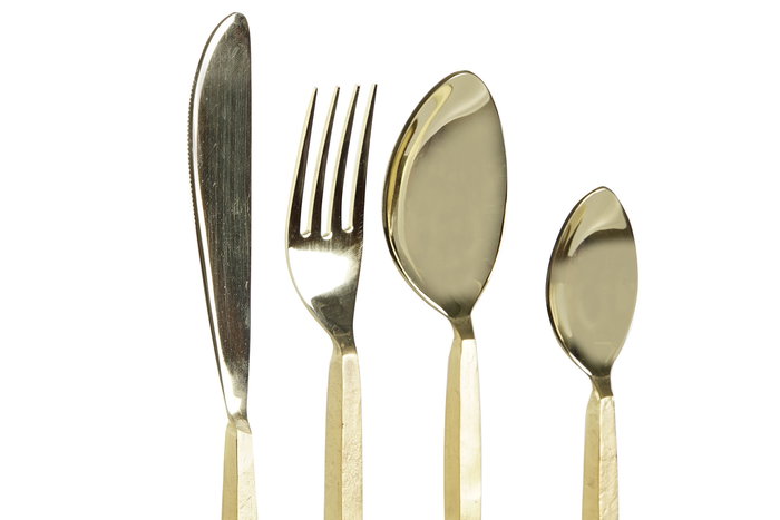 DKD Home Decor Cubertería Dorado Inox Set de 16 Piezas 1.5 x 21 x 4.5 cm Apto Lavavajillas