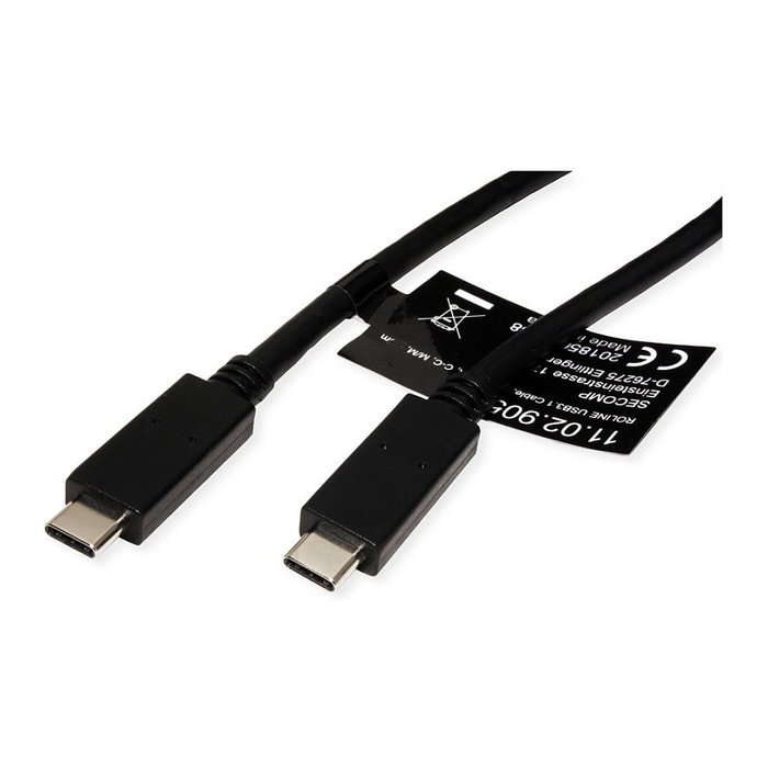 ROLINE 11.02.9057 Cable USB-C a USB-C 3.2 Gen 2 10 Gbps PD 100W 20V/5A Negro 1m ROLINE 11.02.9057 Cable USB-C a USB-C 3.2 Gen 2 10 Gbps PD 100W 20V/5A Negro 1m