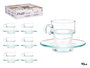 Vivalto Taza de Vidrio para Café 90ml con Plato Transparente 8 x 6 x 6.5 cm (Set de 24)