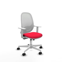PIQUERAS Y CRESPO Silla de oficina Cilanco Rojo y Blanco con mecanismo Sincro y brazos blancos