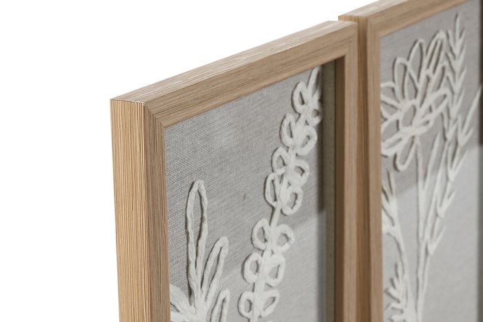 Cuadro Shabby DKD Home Decor Beige Blanco 2 x 30 x 20 cm Set de 3 (2 Unidades)