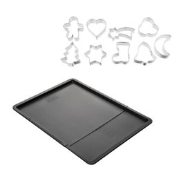 Zenker Juego con bandeja de horno extensible y 9 cortadores de galletas en percha