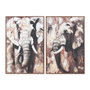 DKD Home Decor Cuadro Lienzo Elefante Set de 2 Unidades 60x90 cm