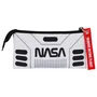 Nasa Portatodo Triple FAN 2.0 Spaceship Estuche Escolar Rectangular con 3 Compartimentos Cierre Cremallera Blanco