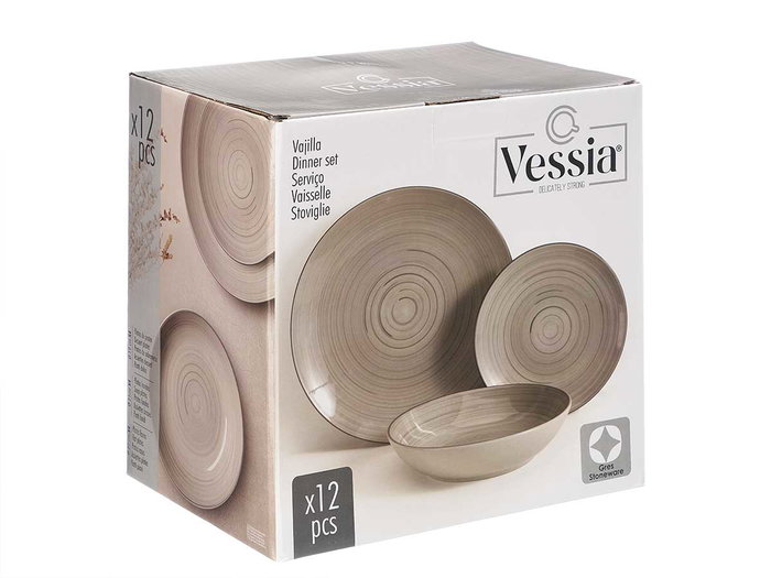 Vessia Set Vajilla 12 Piezas Espiral Gris Loza Cerámica 28x29x19.5 cm (Set de 2) Vessia Set Vajilla 12 Piezas Espiral Gris Loza Cerámica 28x29x19.5 cm (Set de 2)