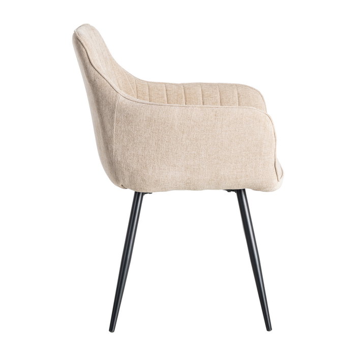 Silla Beige Tejido-Metal Contract 55 X 58,50 X 84 cm (Set de 2)