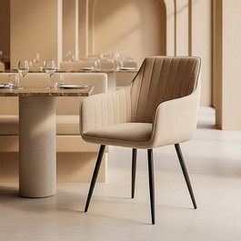 Silla Beige Tejido-Metal Contract 55 X 58,50 X 84 cm (Set de 2)