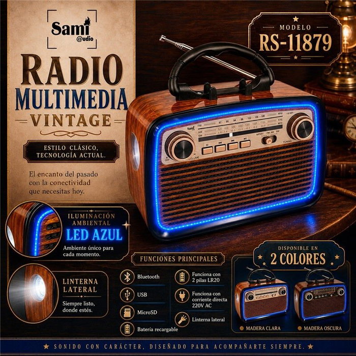 SAMI Radio Sami Vintage de 3 bandas en madera SAMI Radio Sami Vintage de 3 bandas en madera