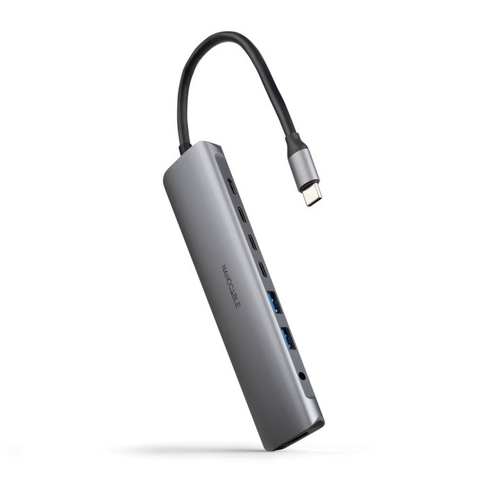 Nano Cable Concentrador USB-C 8 en 1 (Ref: 10.16.4608) con 2x USB-A 3.0, 3x USB-C, HDMI 4K 60Hz, Jack 3.5mm y USB-C PD 100W - Gris Nano Cable Concentrador USB-C 8 en 1 (Ref: 10.16.4608) con 2x USB-A 3.0, 3x USB-C, HDMI 4K 60Hz, Jack 3.5mm y USB-C PD 100W - Gris
