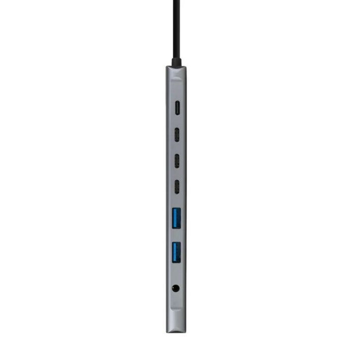 Nanocable Hub USB-C 8 en 1 con HDMI 4K, PD 100W y Jack 3,5 mm - Gris