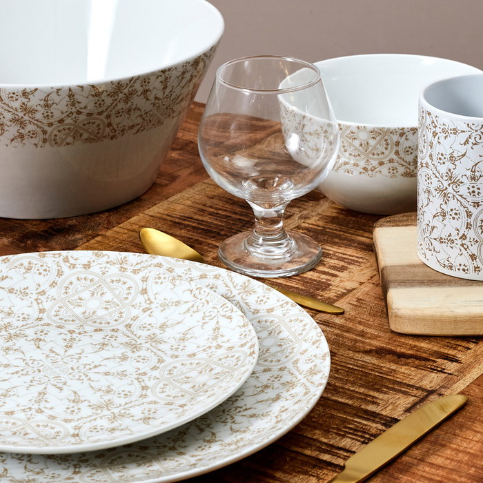 Home Deco Factory Plato Llano Porcelana Mirage Diámetro 27 cm Estampado Baldosa