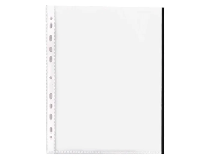 Q-connect Funda multitaladro DIN A4 con borde negro, 70 micras